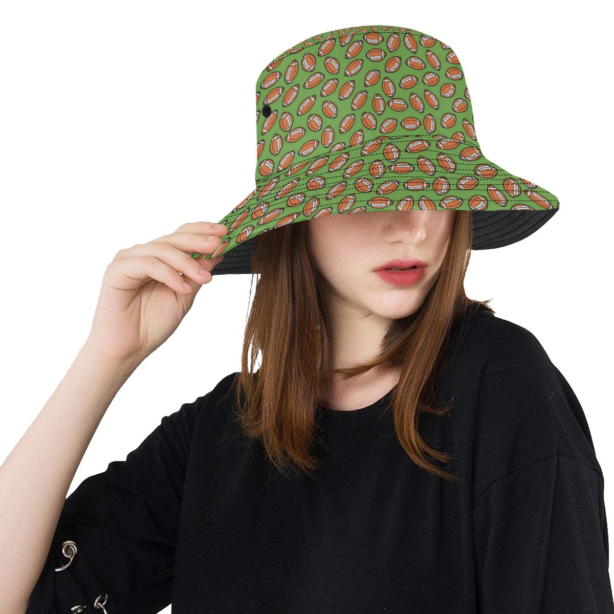 American Football on Green Design Unisex Bucket Hat