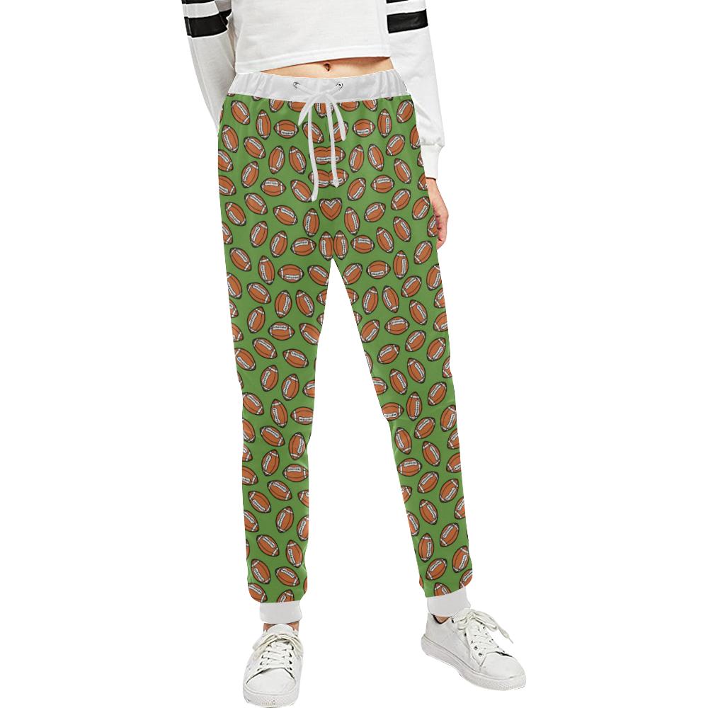 American Football on Green Design Unisex Casual Sweatpants (Model L11)-JTAMIGO.COM