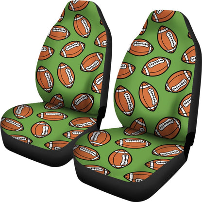 American Football on Green Design Universal Fit Car Seat Covers