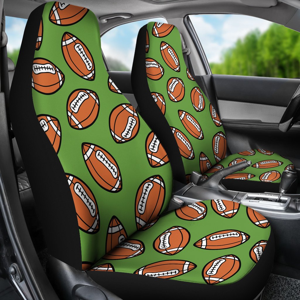 American Football on Green Design Universal Fit Car Seat Covers