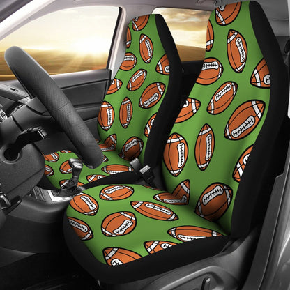 American Football on Green Design Universal Fit Car Seat Covers