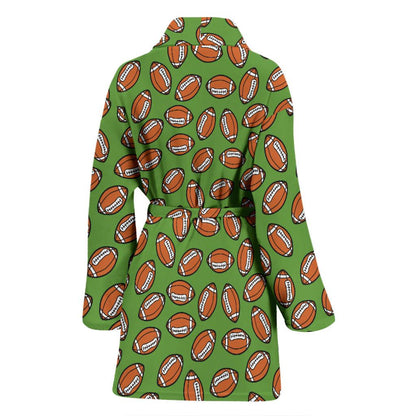 American Football on Green Design Women Bath Robe-JTAMIGO.COM