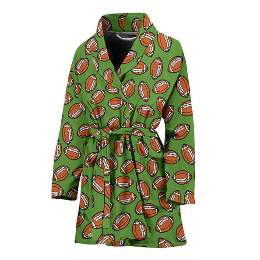 American Football on Green Design Women Bath Robe-JTAMIGO.COM