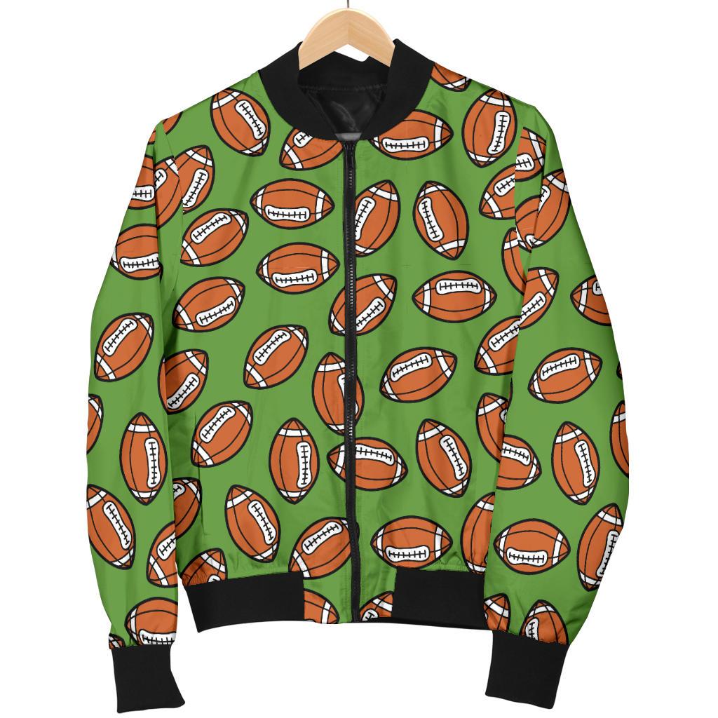 American Football on Green Design Women Casual Bomber Jacket