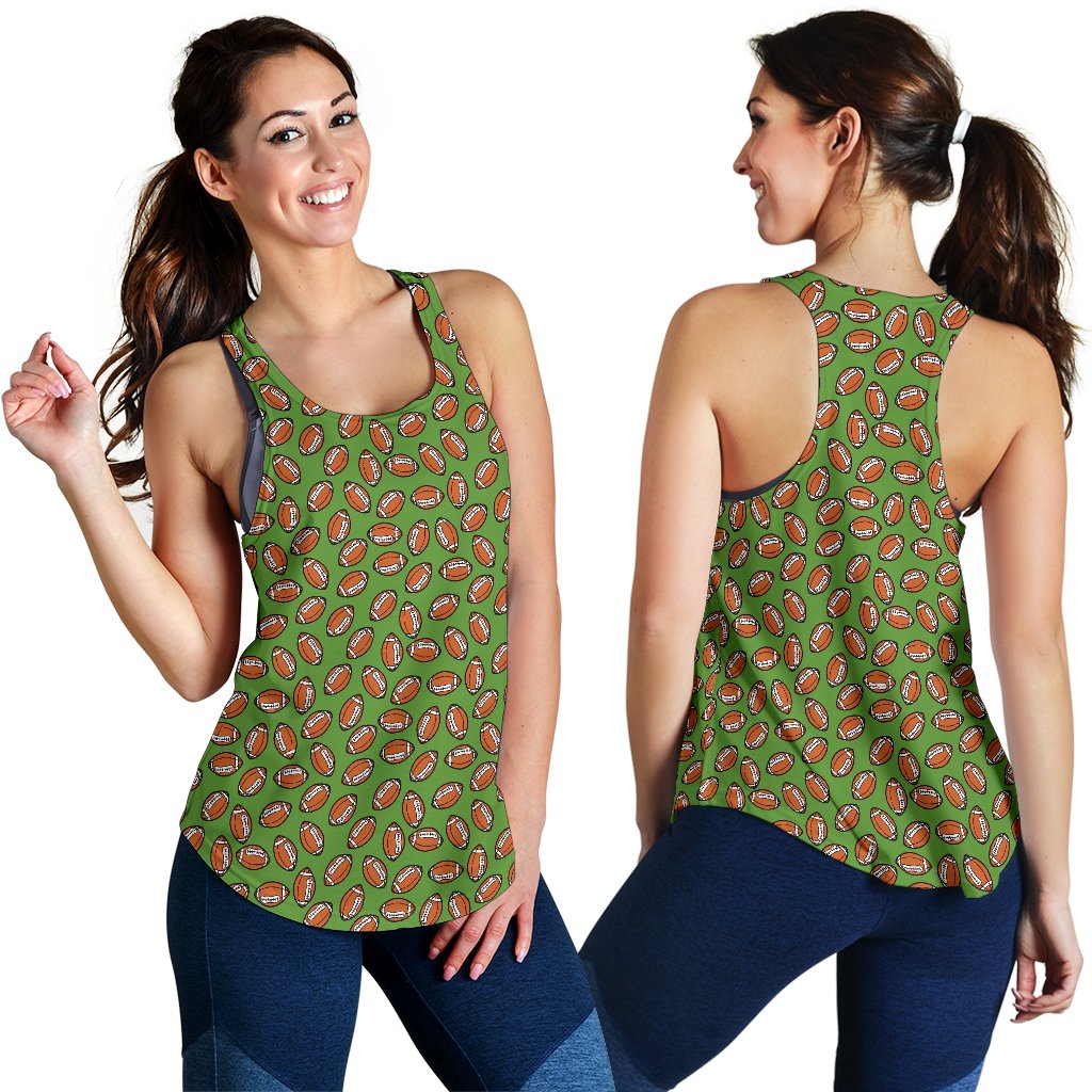 American Football On Green Design Women Racerback Tank Top