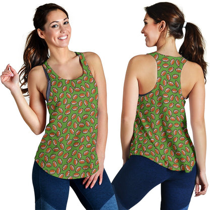 American Football On Green Design Women Racerback Tank Top