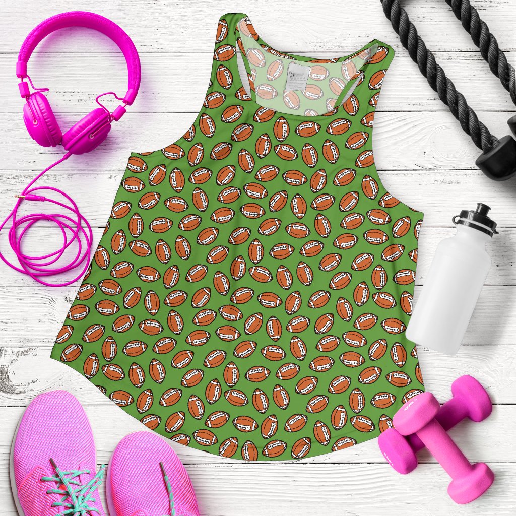 American Football On Green Design Women Racerback Tank Top