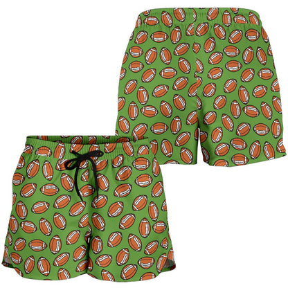 American Football on Green Design Women Shorts-JTAMIGO.COM