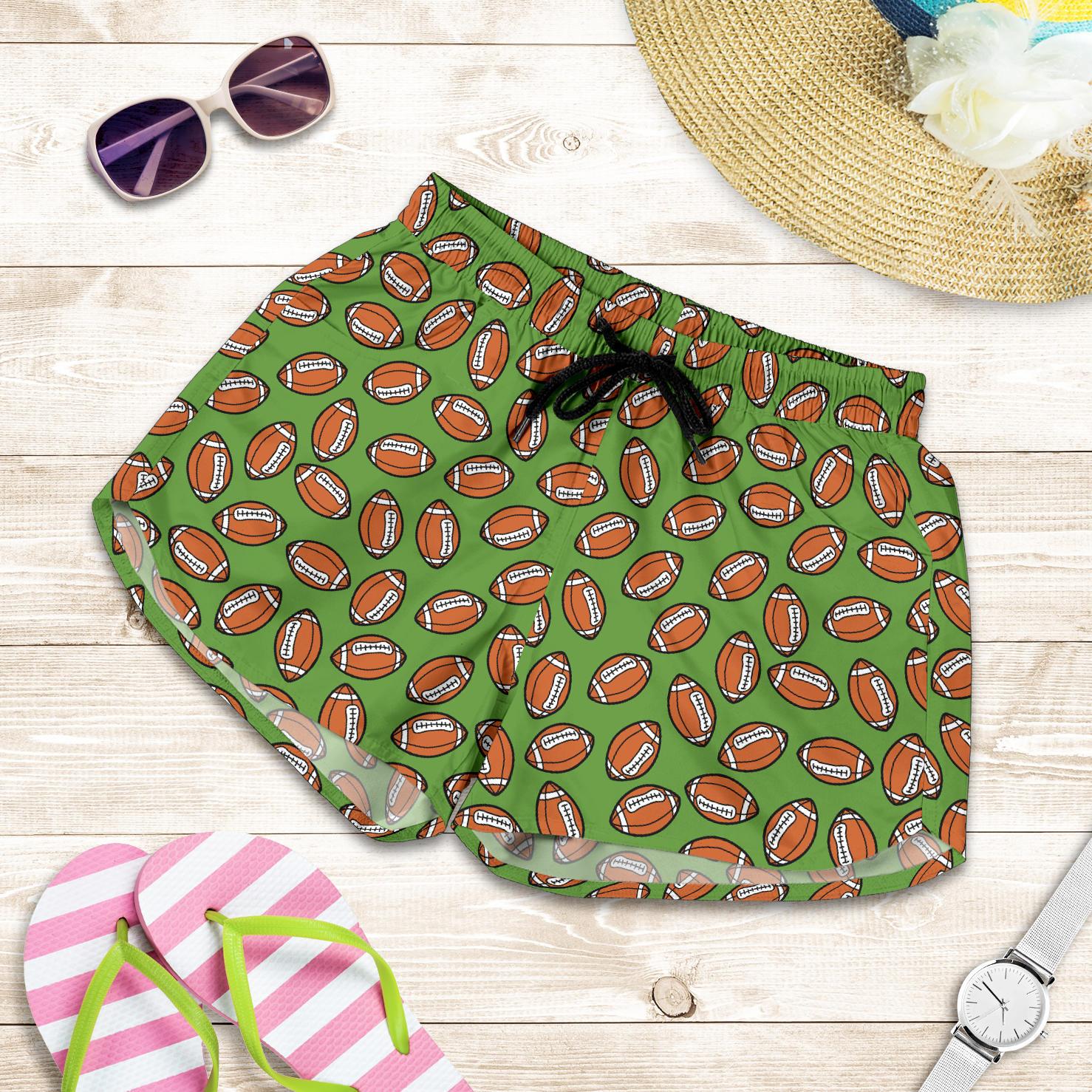 American Football on Green Design Women Shorts-JTAMIGO.COM