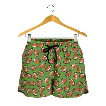 American Football on Green Design Women Shorts-JTAMIGO.COM