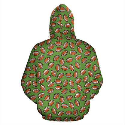 American Football on Green Design Zip Up Hoodie