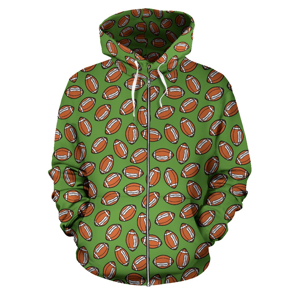 American Football on Green Design Zip Up Hoodie