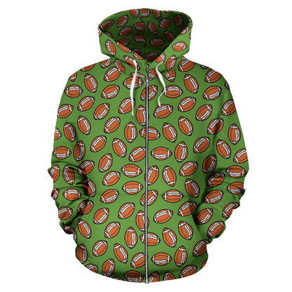 American Football on Green Design Zip Up Hoodie