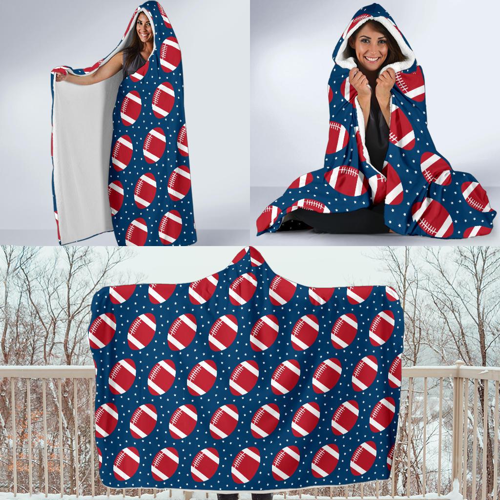 American Football Star Design Pattern Hooded Blanket-JTAMIGO.COM