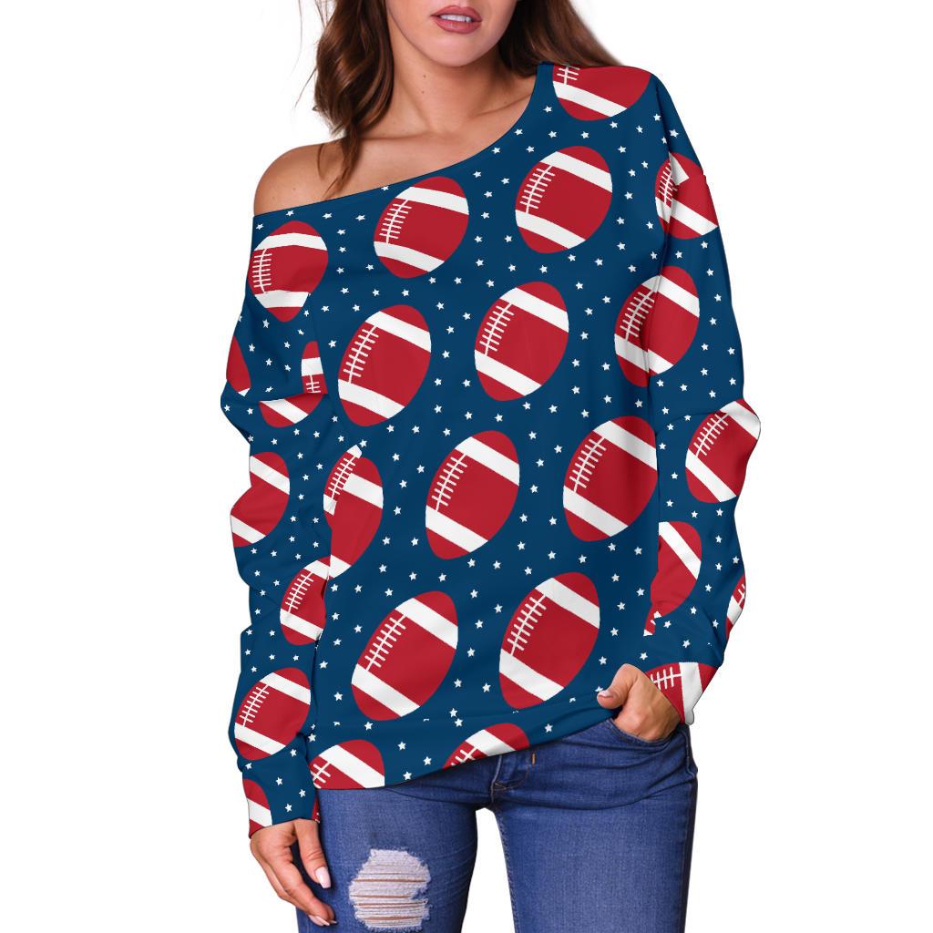 American Football Star Design Pattern Off Shoulder Sweatshirt