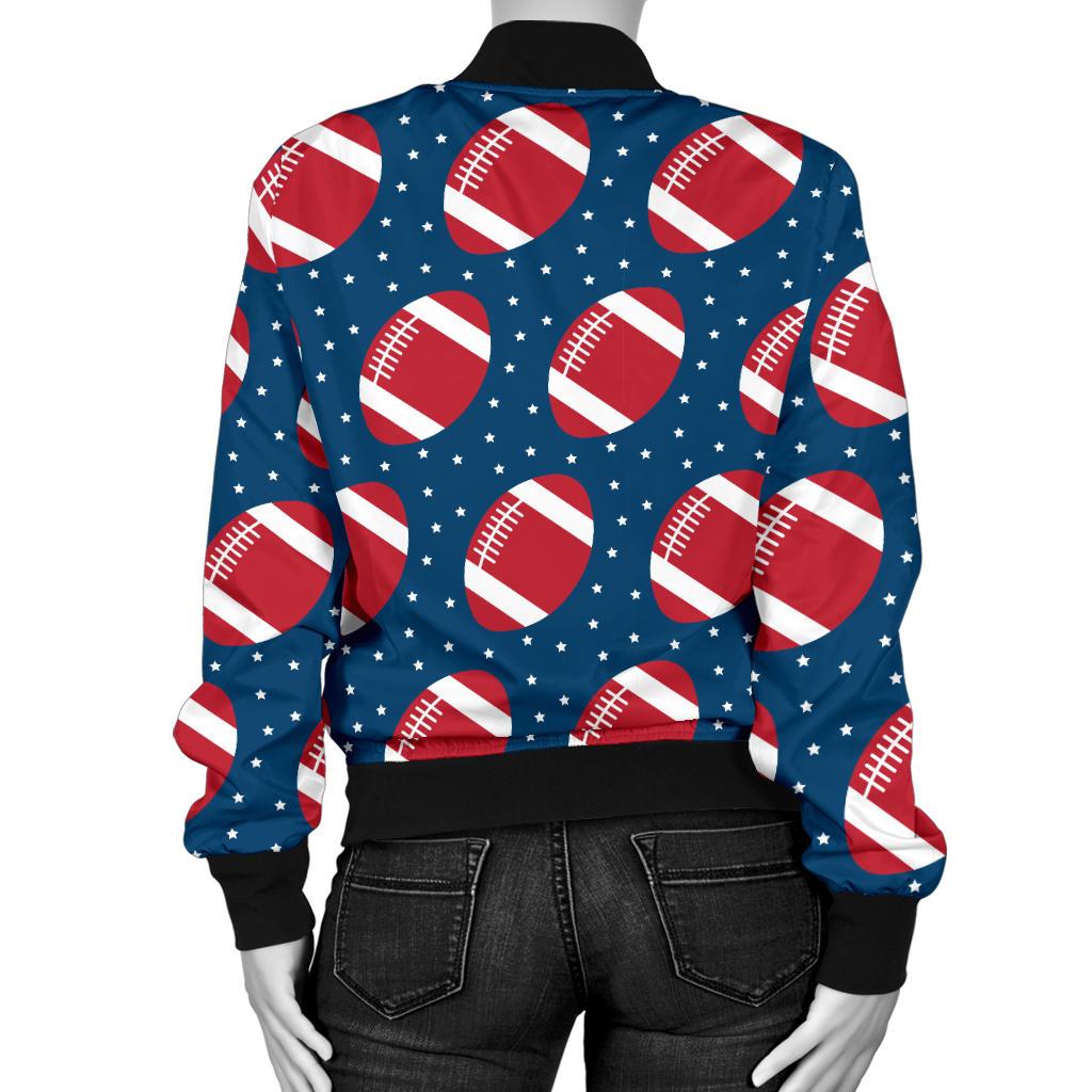 American Football Star Design Pattern Women Casual Bomber Jacket
