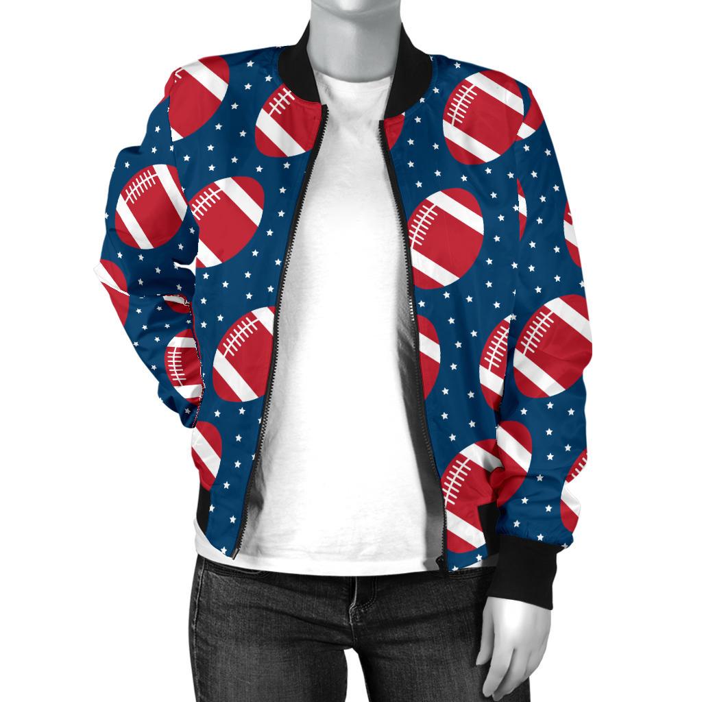 American Football Star Design Pattern Women Casual Bomber Jacket
