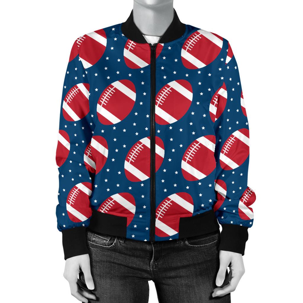American Football Star Design Pattern Women Casual Bomber Jacket