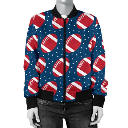 American Football Star Design Pattern Women Casual Bomber Jacket