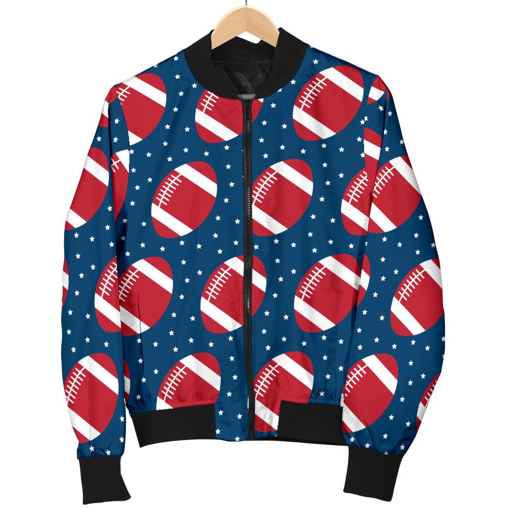 American Football Star Design Pattern Women Casual Bomber Jacket