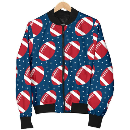 American Football Star Design Pattern Women Casual Bomber Jacket