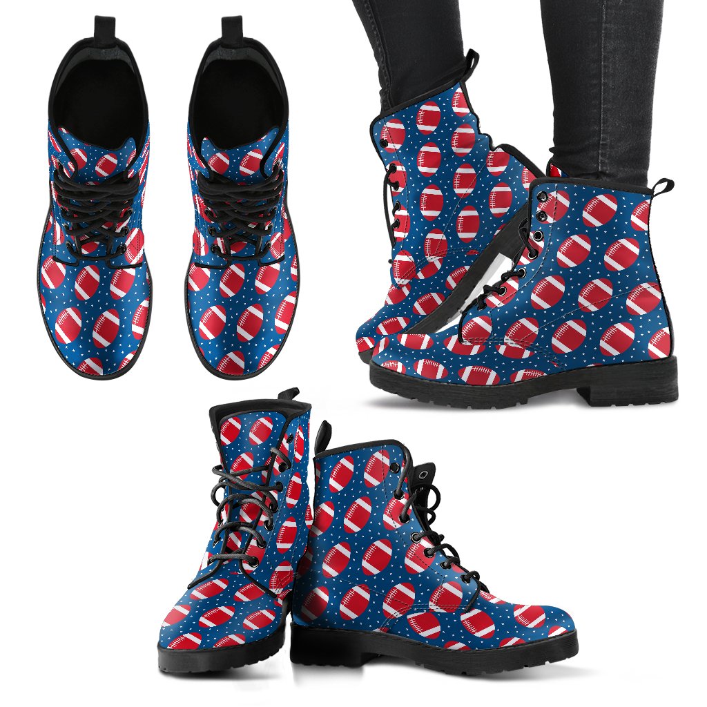 American Football Star Design Pattern Women Leather Boots-JTAMIGO.COM