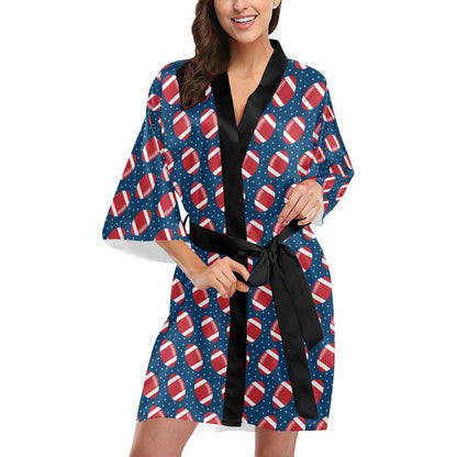 American Football Star Design Pattern Women Short Kimono Robe