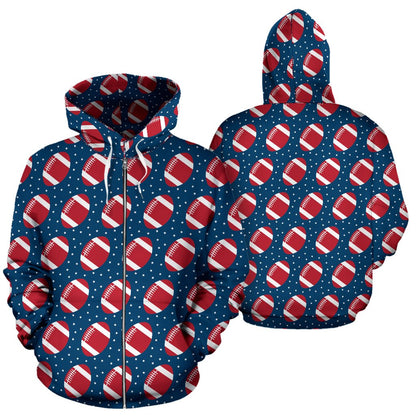 American Football Star Design Pattern Zip Up Hoodie