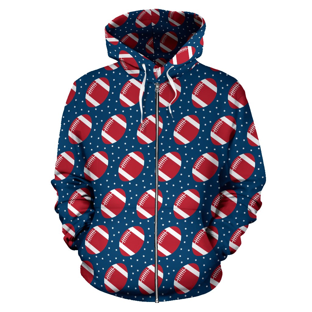 American Football Star Design Pattern Zip Up Hoodie