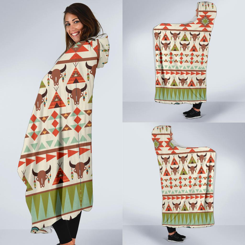 American indian Ethnic Pattern Hooded Blanket-JTAMIGO.COM