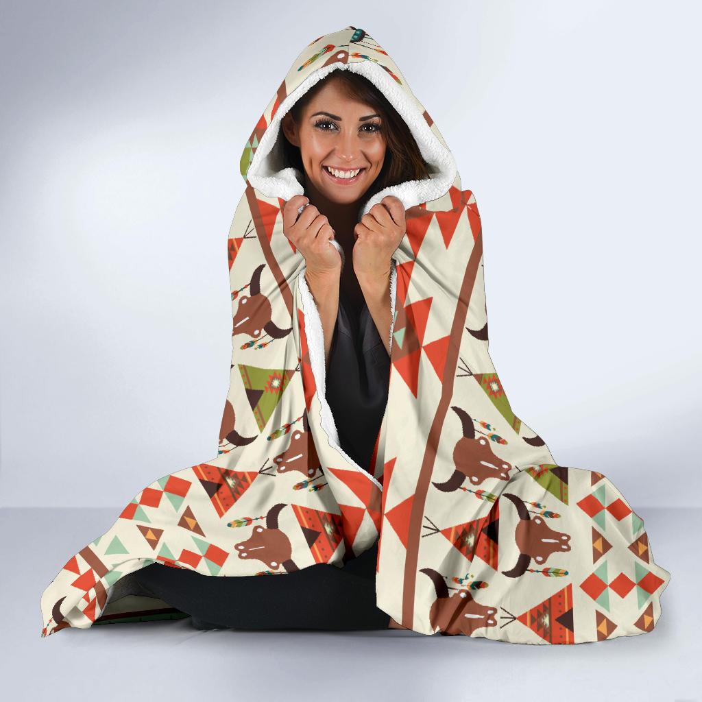 American indian Ethnic Pattern Hooded Blanket-JTAMIGO.COM
