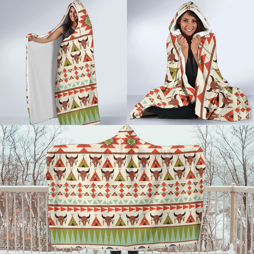 American indian Ethnic Pattern Hooded Blanket-JTAMIGO.COM