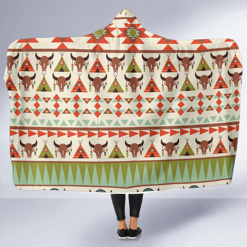 American indian Ethnic Pattern Hooded Blanket-JTAMIGO.COM