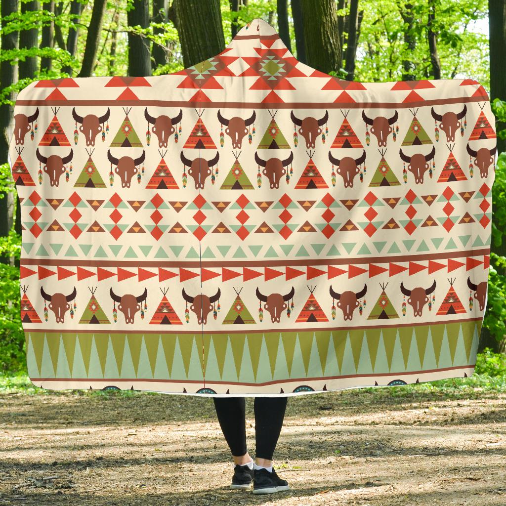 American indian Ethnic Pattern Hooded Blanket-JTAMIGO.COM