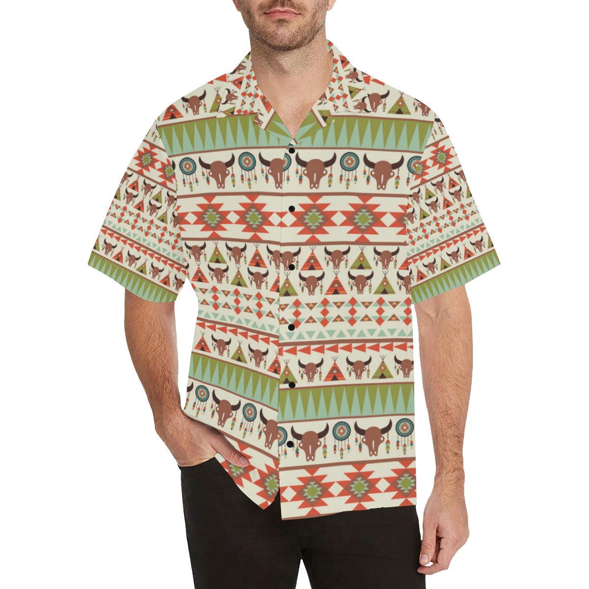 American indian Ethnic Pattern Men Aloha Hawaiian Shirt