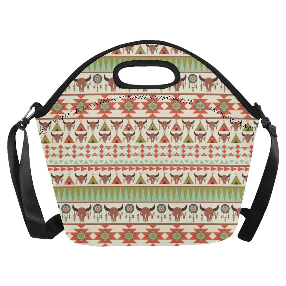American indian Ethnic Pattern Neoprene Lunch Bag (Model 1669)(Large)-JTAMIGO.COM