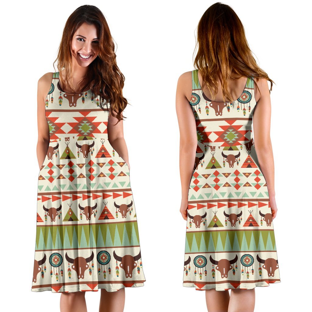 American Indian Ethnic Pattern Sleeveless Dress