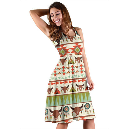 American Indian Ethnic Pattern Sleeveless Dress