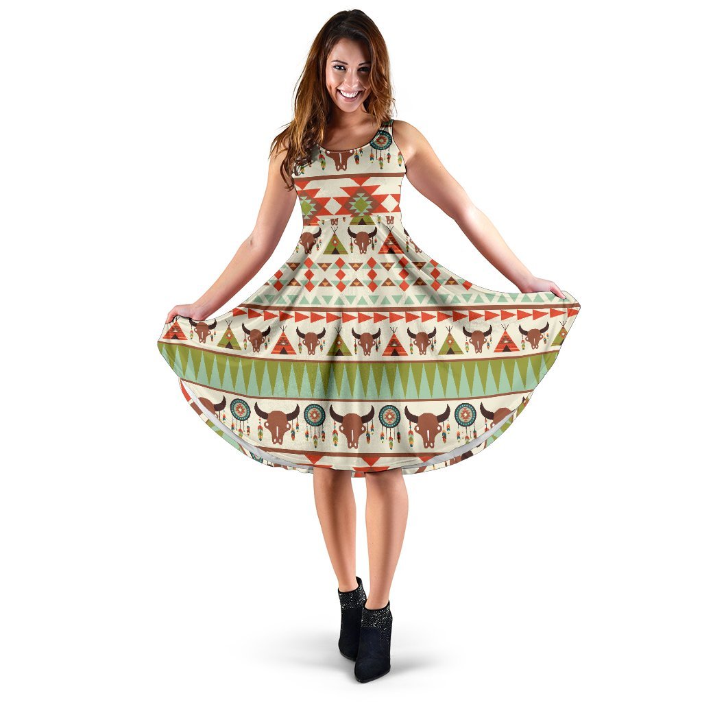 American Indian Ethnic Pattern Sleeveless Dress
