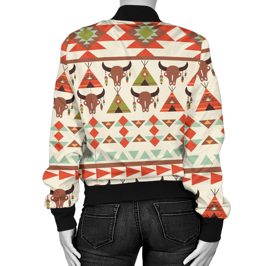 American Indian Ethnic Pattern Women Casual Bomber Jacket