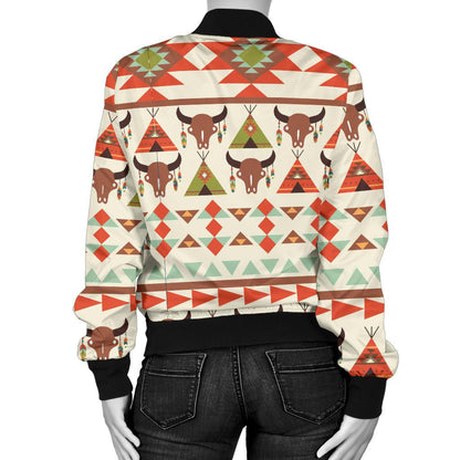 American Indian Ethnic Pattern Women Casual Bomber Jacket