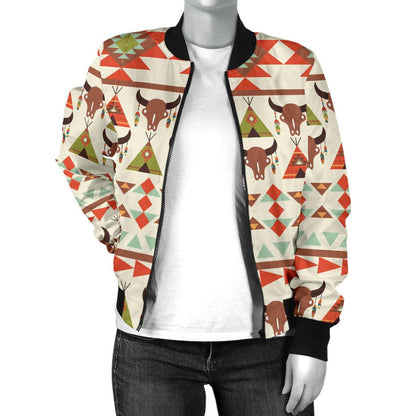 American Indian Ethnic Pattern Women Casual Bomber Jacket