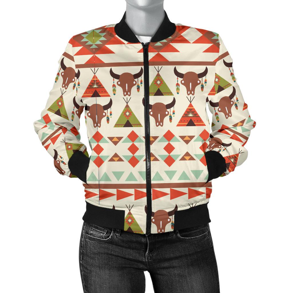 American Indian Ethnic Pattern Women Casual Bomber Jacket