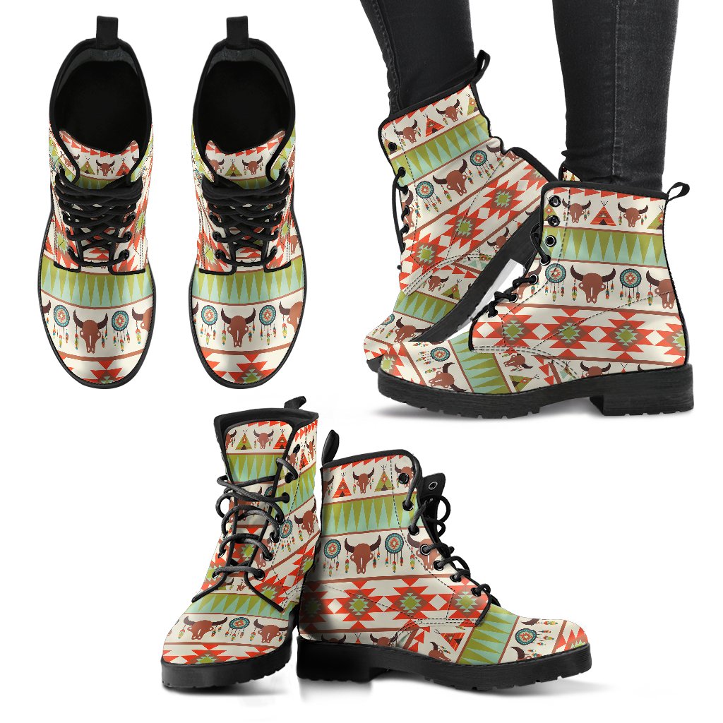 American indian Ethnic Pattern Women Leather Boots-JTAMIGO.COM