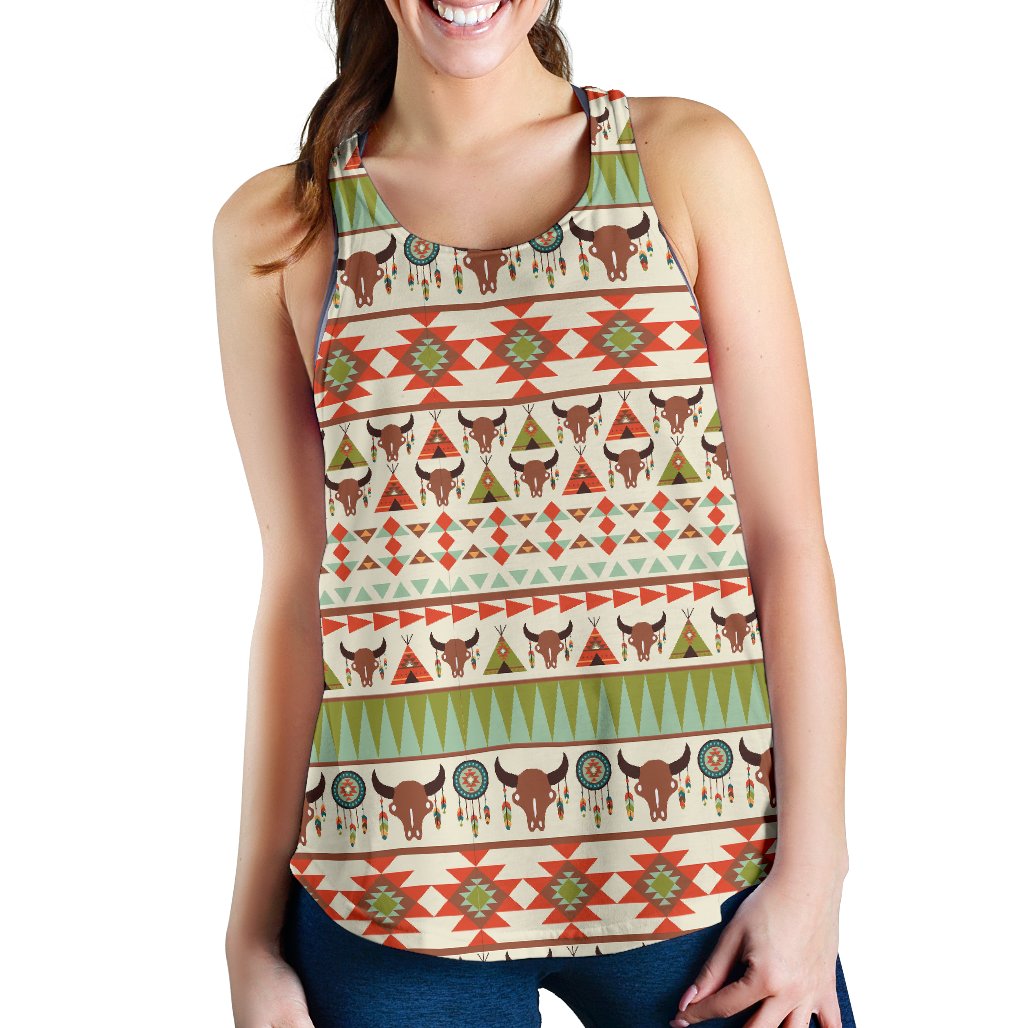 American Indian Ethnic Pattern Women Racerback Tank Top