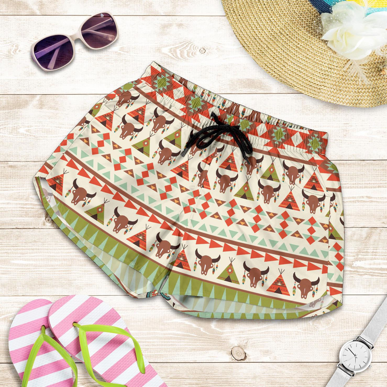 American indian Ethnic Pattern Women Shorts-JTAMIGO.COM