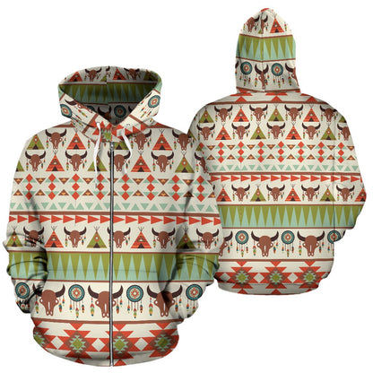 American Indian Ethnic Pattern Zip Up Hoodie