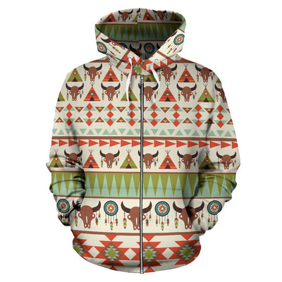 American Indian Ethnic Pattern Zip Up Hoodie