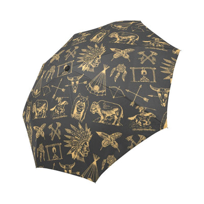 American indian Gold Style Automatic Foldable Umbrella