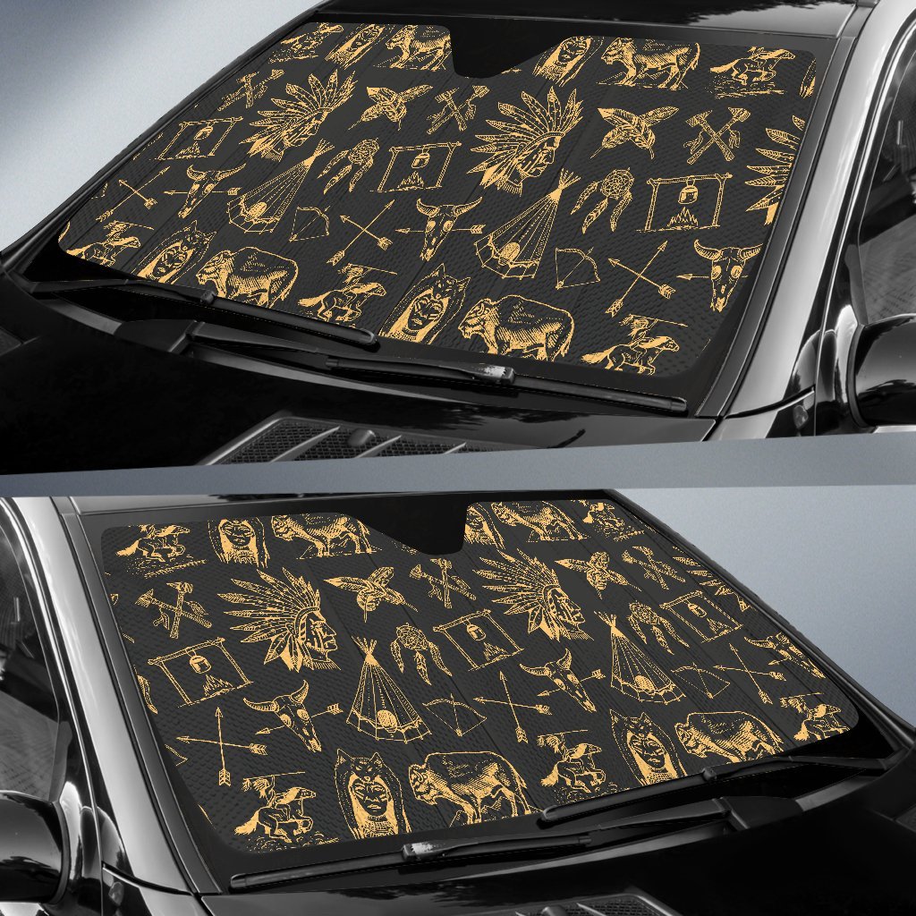 American Indian Gold Style Car Sun Shade For Windshield